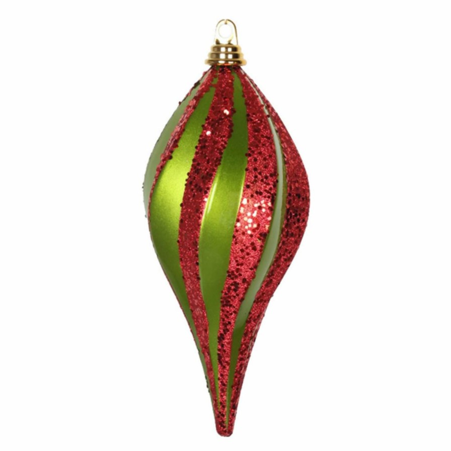 Ornaments * | Wholesale Green Ornaments Vickerman 12 In. Glitter Swirl Drop Ornament