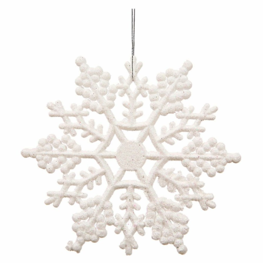 Ornaments * | Cheap White Ornaments Vickerman 4 In. White Glitter Snowflake Set Of 24