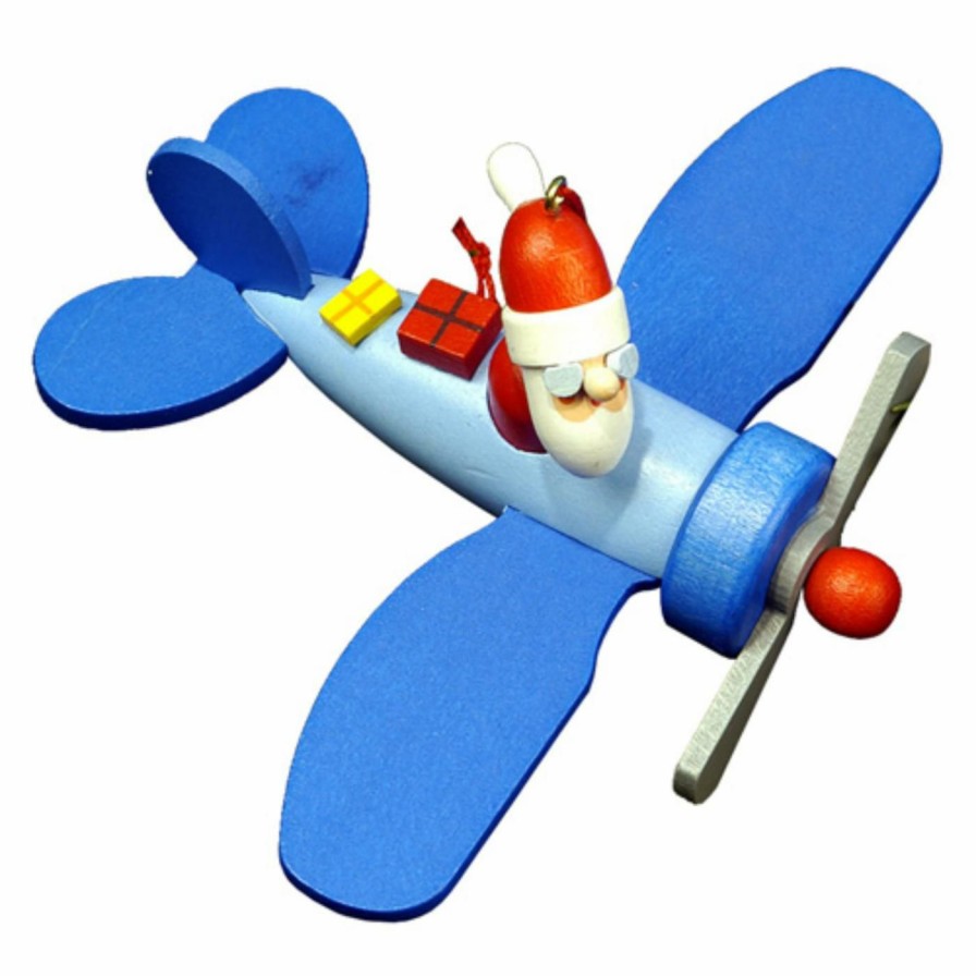 Ornaments * | Best Pirce Blue Ornaments Christian Ulbricht 2 In. Santa In Plane Ornament