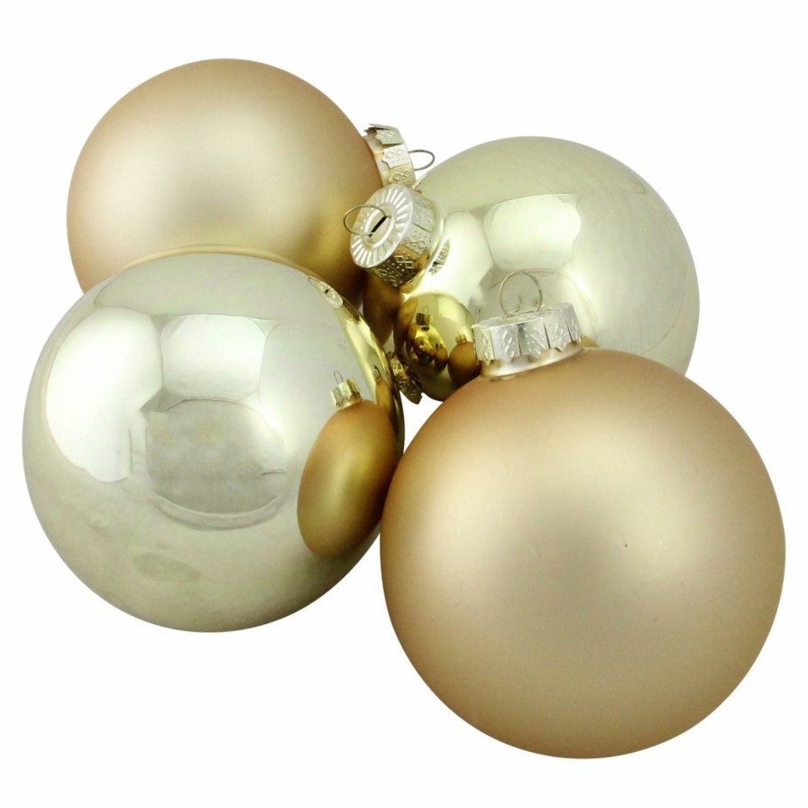 Ornaments * | Cheap Yellow Ornaments Northlight Shiny And Matte Glass Ball Christmas Ornaments Set Of 4