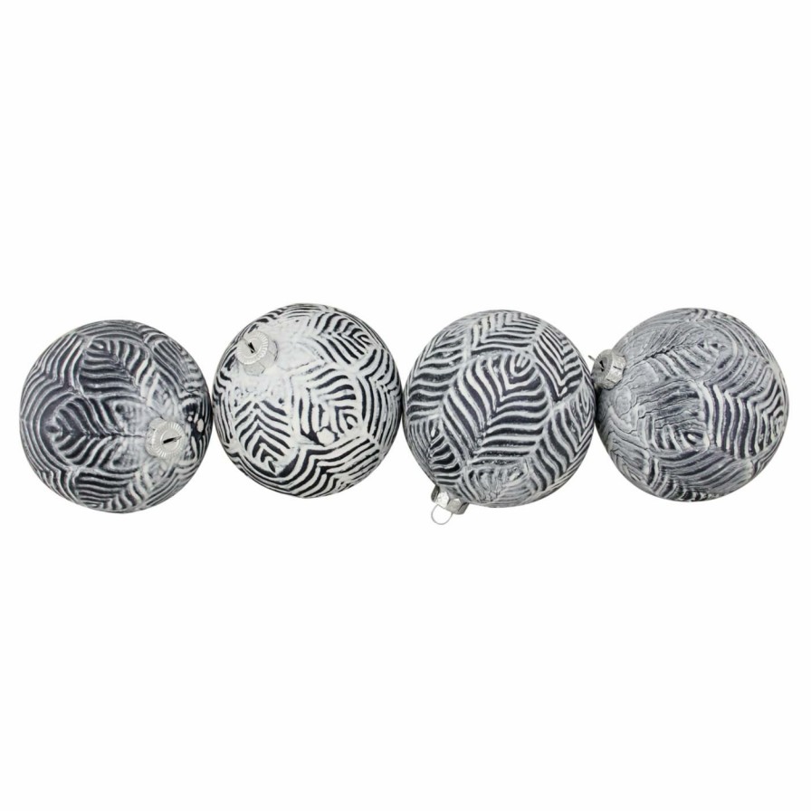 Ornaments * | Best Reviews Of Metallic Ornaments Northlight 4 In. Antique Glass Ball Christmas Ornament Set Of 4 Pewter Silver / White