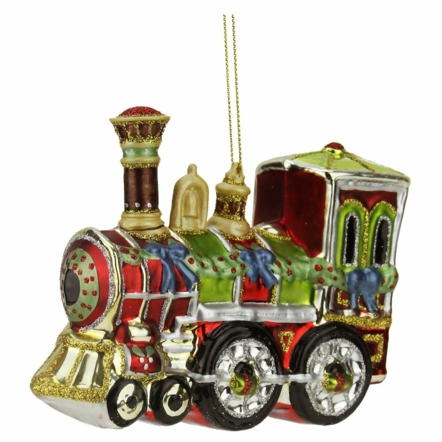 Ornaments * | Best Deal Multicolored Ornaments Northlight Multicolor Glass Train Christmas Ornament