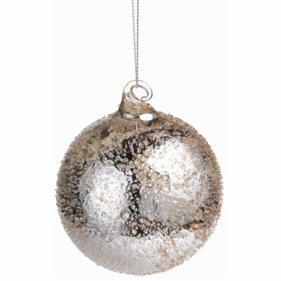 Ornaments * | New All Other Brands Metallic Ornaments Antique Silver Glass Round Ornament Set Of 6 Small