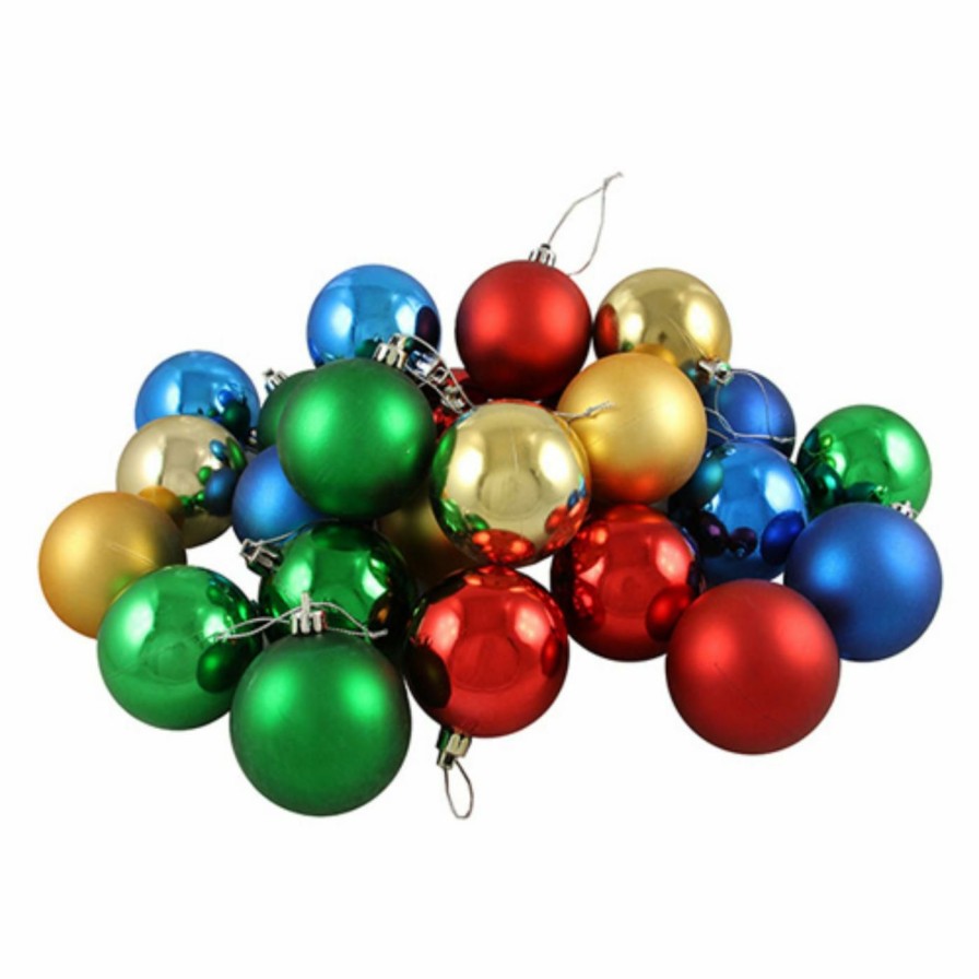 Ornaments * | Buy Yellow Ornaments Northlight Matte And Shiny Multicolored Shatterproof Christmas Ball Ornament Set Of 32