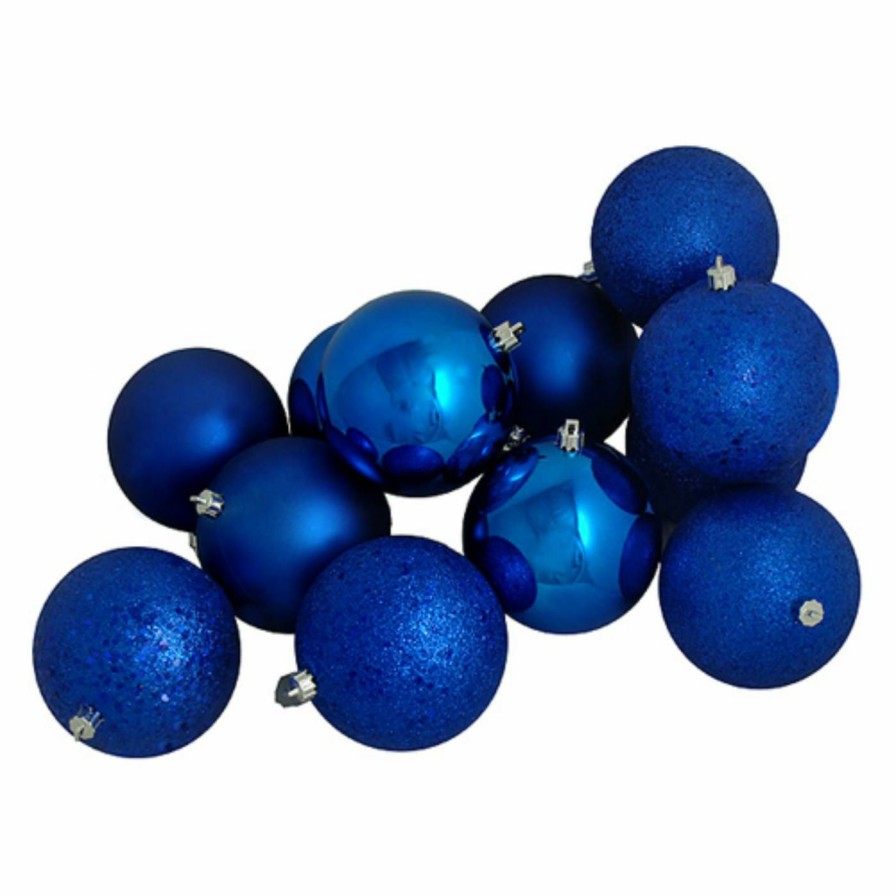 Ornaments * | Deals Blue Ornaments Northlight Shatterproof 4 In. Christmas Ball Ornaments Set Of 12 Lavish Blue