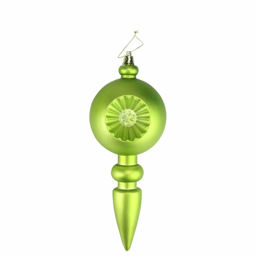 Ornaments * | Best Deal Green Ornaments Dak Matte Green Kiwi Retro Reflector Shatterproof Finial Ornaments Set Of 4