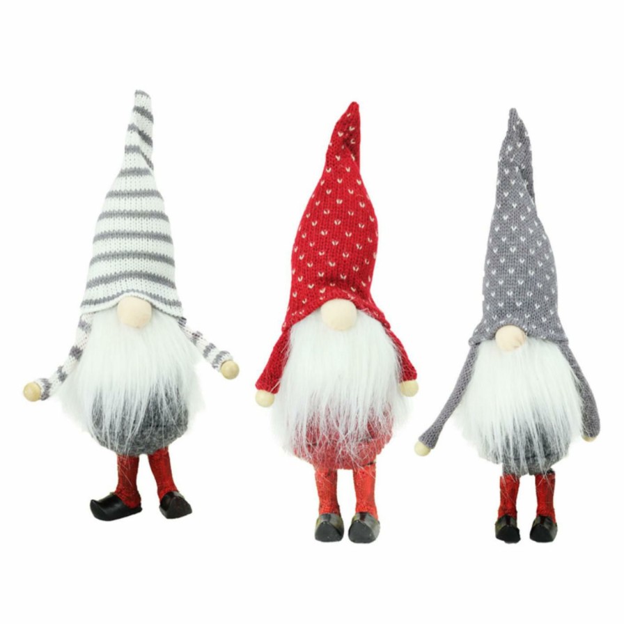 Ornaments * | Flash Sale White Ornaments Northlight 10 In. 3 Piece Santa Gnome Ornament Set