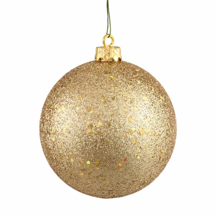 Ornaments * | Flash Sale Yellow Ornaments Vickerman 6 In. Sequin Ball Shatterproof Ornament Set Of 4