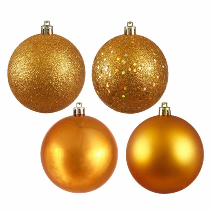 Ornaments * | Cheap Yellow Ornaments Vickerman 6 In. 4 Finish Ball Ornament Set Of 4