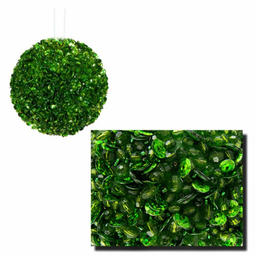 Ornaments * | Wholesale Ornaments Vickerman 4.25 In. Lavish Fully Sequined And Beaded Ball Ornament Green