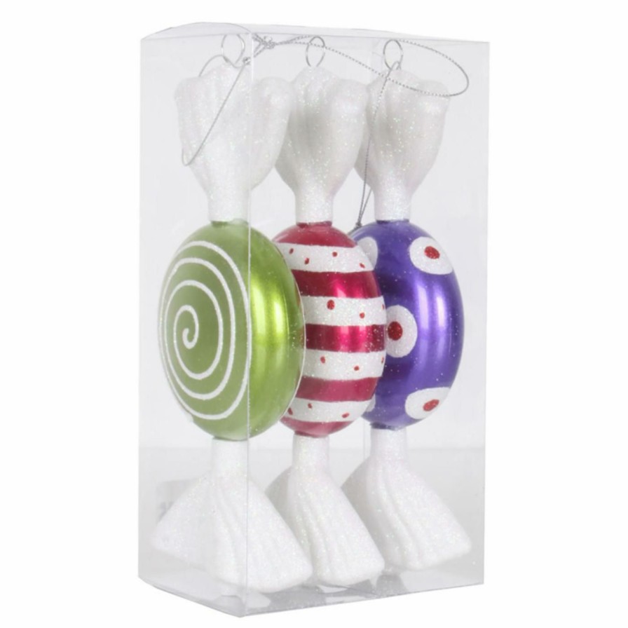 Ornaments * | Flash Sale Purple Ornaments Vickerman 7 In. Flat Candy Ornament Set Of 3