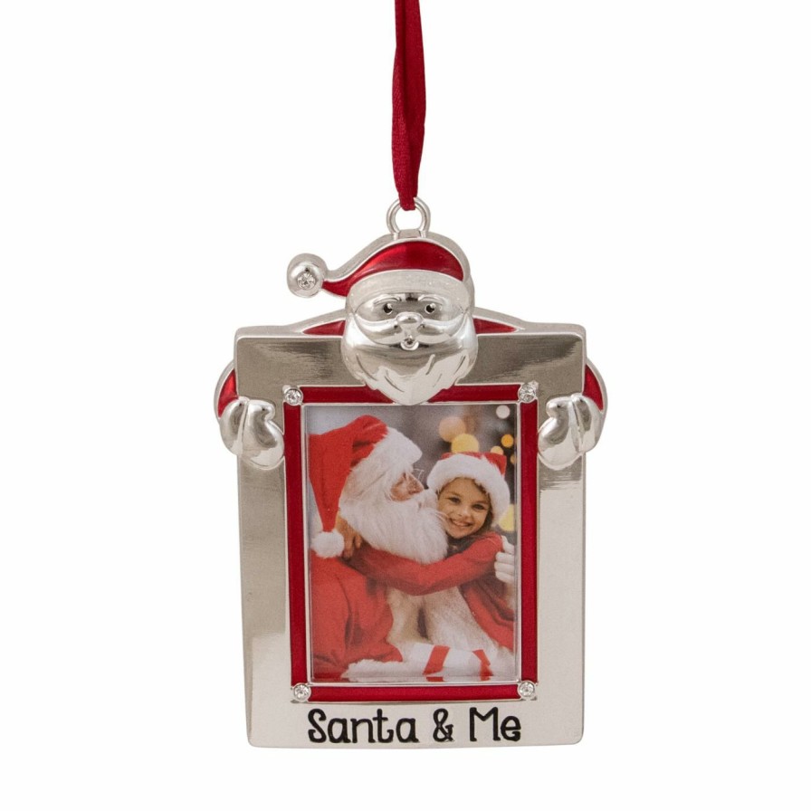 Ornaments * | Best Deal Metallic Ornaments Northlight Santa & Me Photo Frame Christmas Ornament With European Crystal Accents