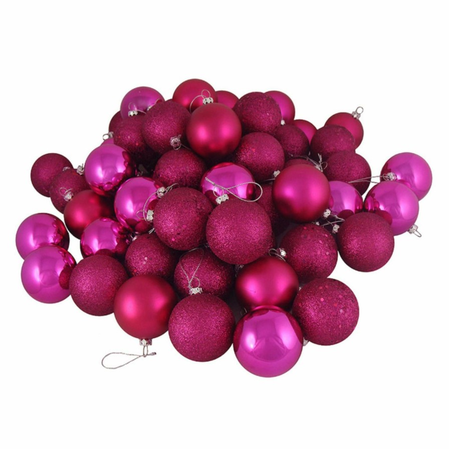 Ornaments * | Outlet Pink Ornaments Northlight Pink Magenta 4 Finish Christmas Ball Ornaments Set Of 24