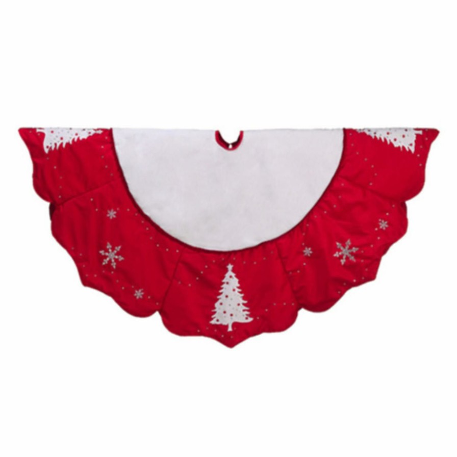 Tree Skirts & Collars * | Cheapest Christmas Tree Skirts & Collars Allstate 54 In. Embroidered Jeweled Tree And Snowflake Tree Skirt