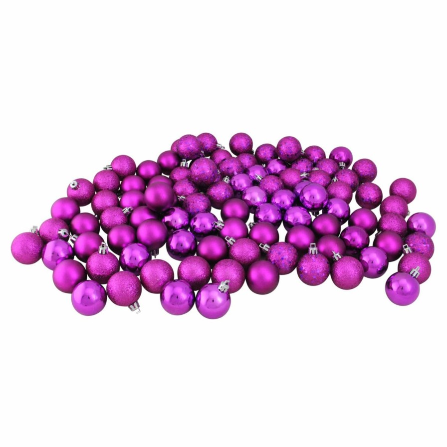 Ornaments * | Discount Purple Ornaments Northlight 96 Piece Shatterproof 4 Finish Christmas Ball Ornament Set