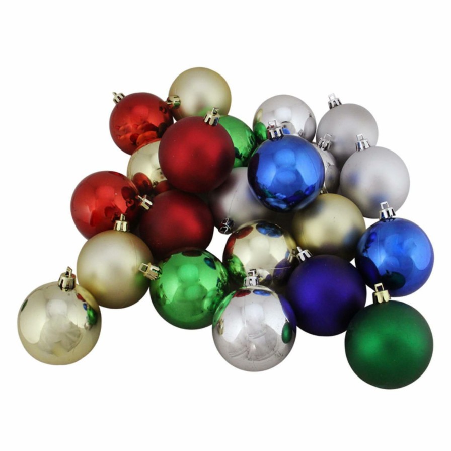 Ornaments * | Outlet Yellow Ornaments Northlight Traditional Multicolored Shiny And Matte Shatterproof Christmas Ball Ornament Set Of 32