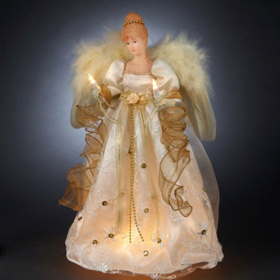 Tree Toppers & Ribbon * | Best Deal Kurt S. Adler Christmas Tree Toppers 16 In. Pre-Lit Angel Tree Topper