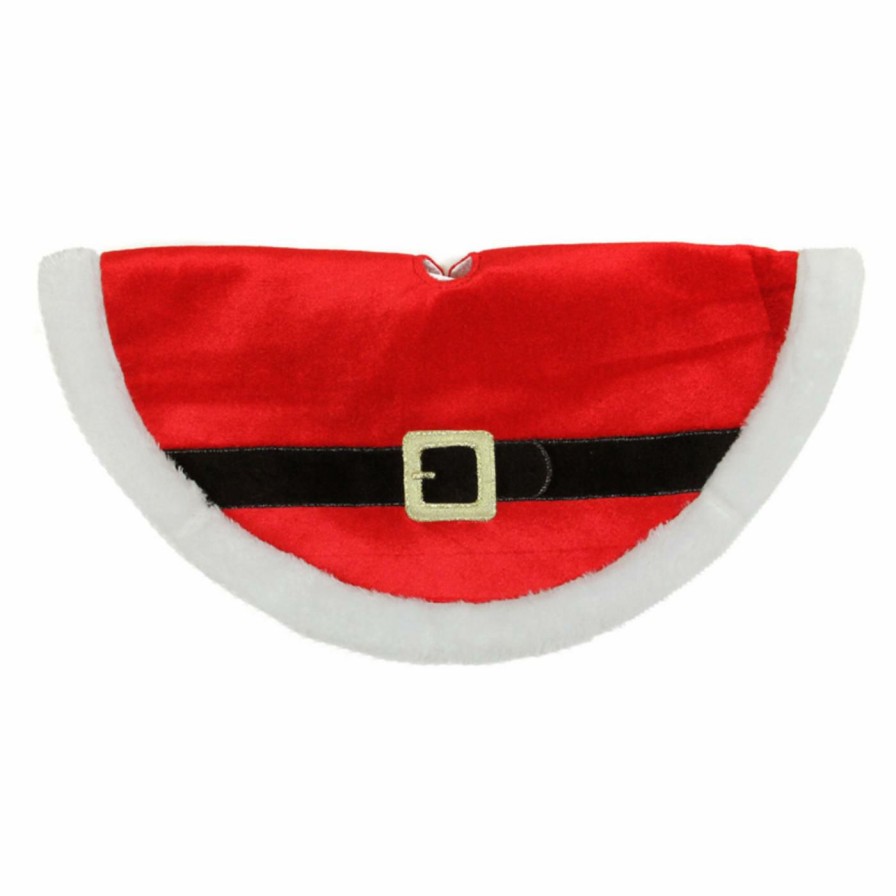 Tree Skirts & Collars * | Best Pirce Christmas Tree Skirts & Collars Northlight 20 In. Velveteen Santa Claus Belt Buckle Mini Christmas Tree Skirt