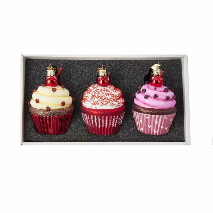 Ornaments * | New Multicolored Ornaments Kurt S. Adler 3.65 In. Noble Gems Glass Cupcake Ornaments Set Of 3