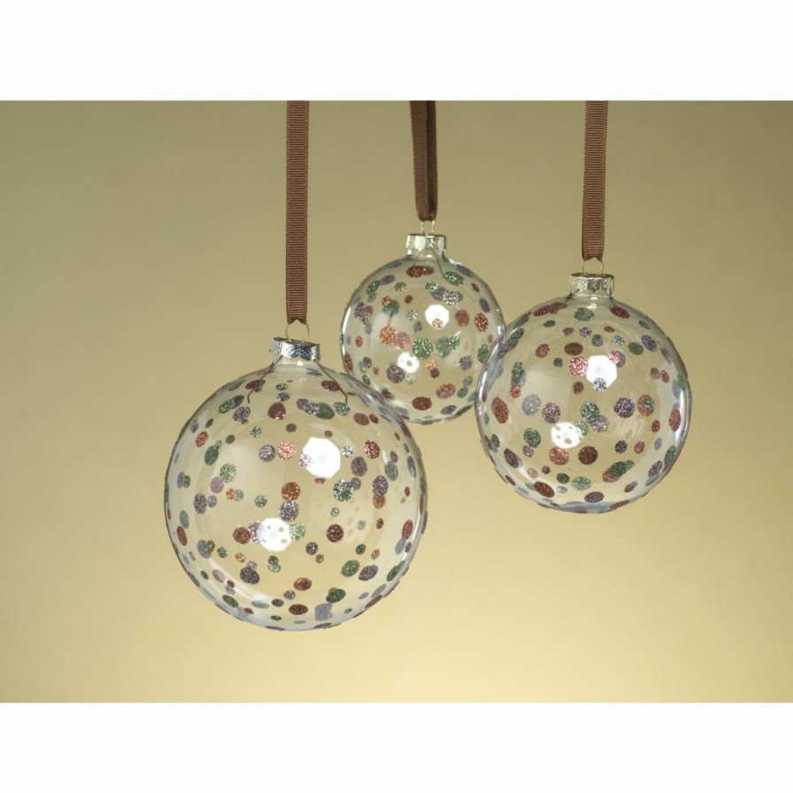 Ornaments * | Deals All Other Brands Multicolored Ornaments Dixie Glittered Polka Dot Holiday Ball Ornament Set Of 6