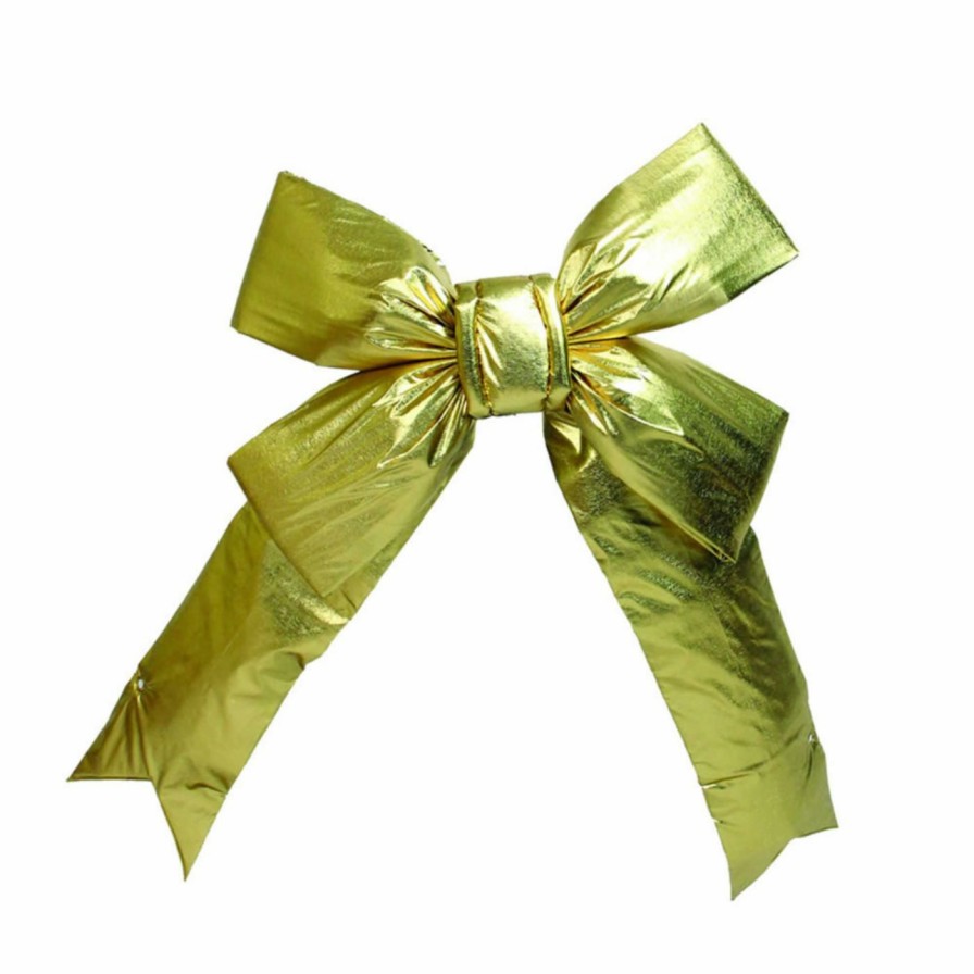 Tree Toppers & Ribbon * | Budget Christmas Bows & Ribbons Vickerman Nylon Indoor Christmas Bow Gold