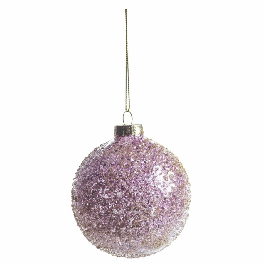 Ornaments * | New All Other Brands Yellow Ornaments Beaded Holiday Ball Ornament Set Of 6