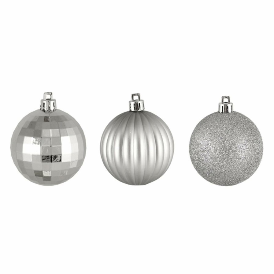 Ornaments * | Best Deal Metallic Ornaments Northlight Silver Splendor 3 Finish Shatterproof Christmas Ball Ornament Set Of 100