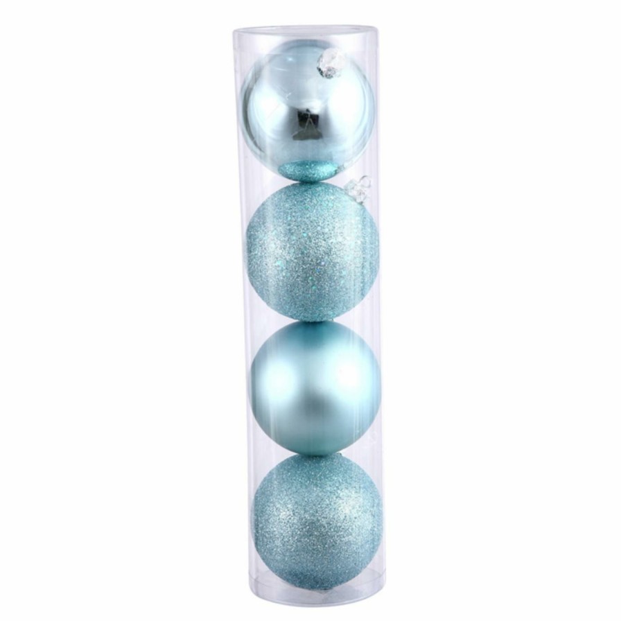 Ornaments * | Flash Sale Blue Ornaments Vickerman 2.75 In. Baby Blue 4 Finish Ornament Assorted Set Of 20