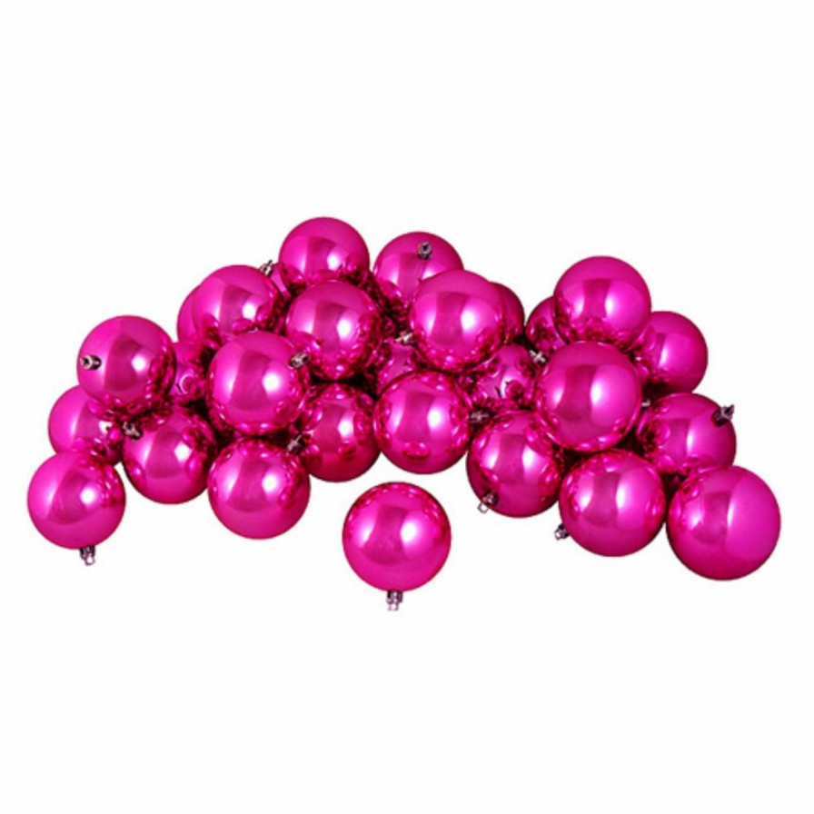 Ornaments * | Hot Sale Pink Ornaments Northlight Shiny Pink Magenta Shatterproof Christmas Ball Ornament Set Of 12