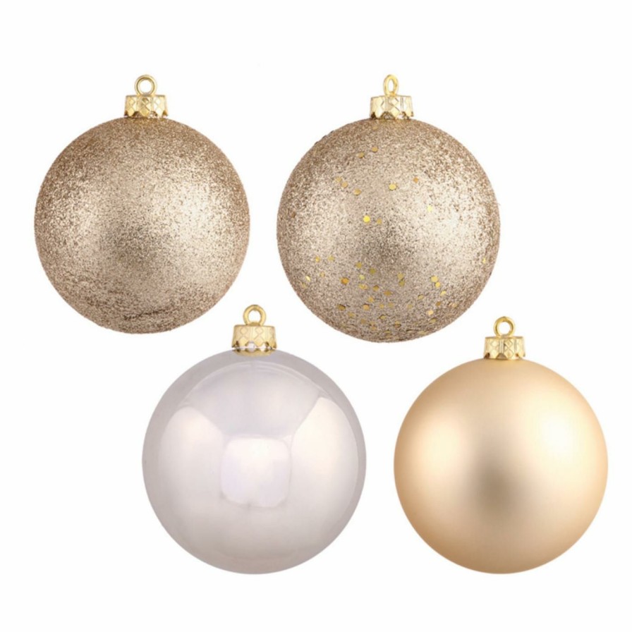 Ornaments * | Budget Green Ornaments Vickerman 4 In. 4 Finish Ball Ornament Set Of 12