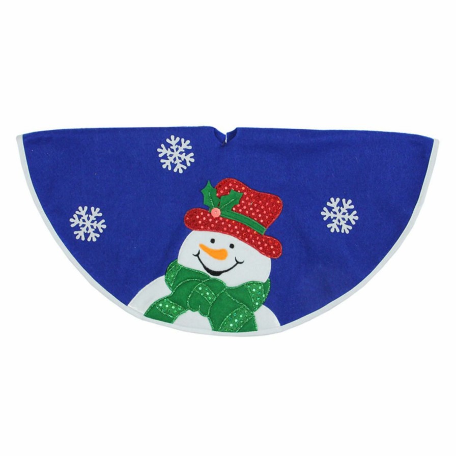 Tree Skirts & Collars * | Best Pirce Christmas Tree Skirts & Collars Northlight 20 In. Embroidered And Embellished Snowman Mini Christmas Tree Skirt