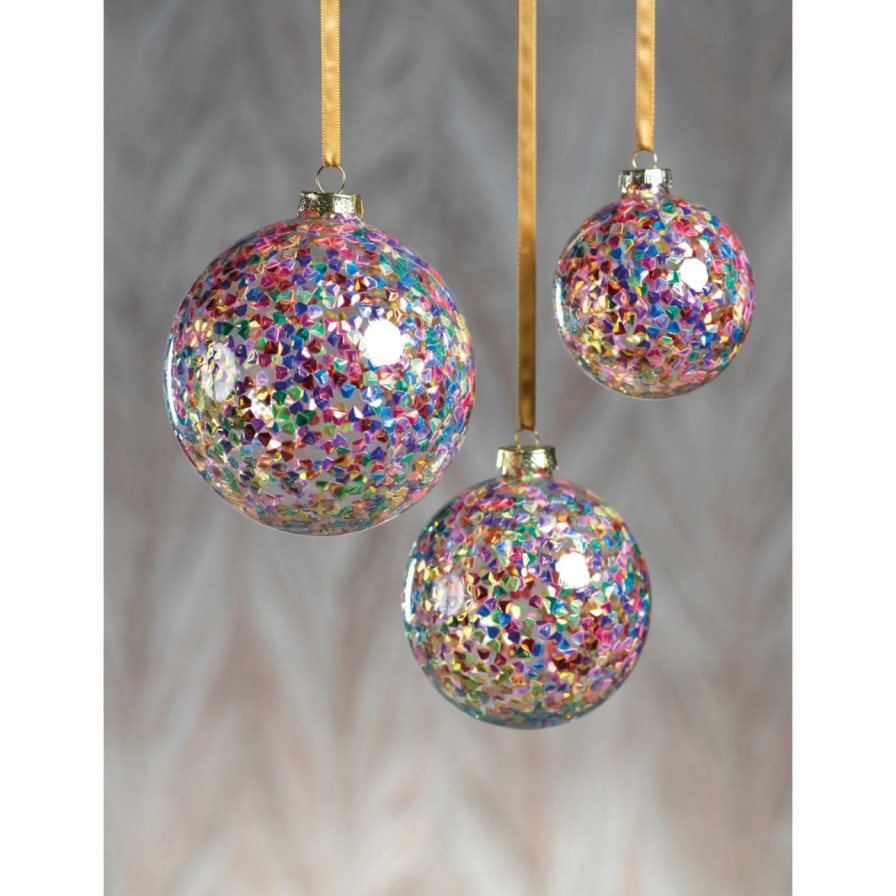 Ornaments * | Hot Sale All Other Brands Multicolored Ornaments Pentagon Multicolor Sequin Ball Ornament Set