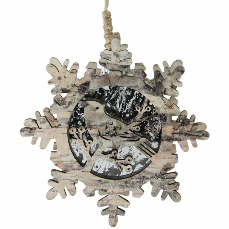 Ornaments * | Best Reviews Of Silver Ornaments Northlight Natures Luxury Pre-Lit Snowflake With Bird Christmas Ornament