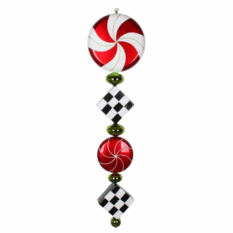 Ornaments * | Promo Green Ornaments Vickerman 45 In. Checkered Jumbo Finial Ornament