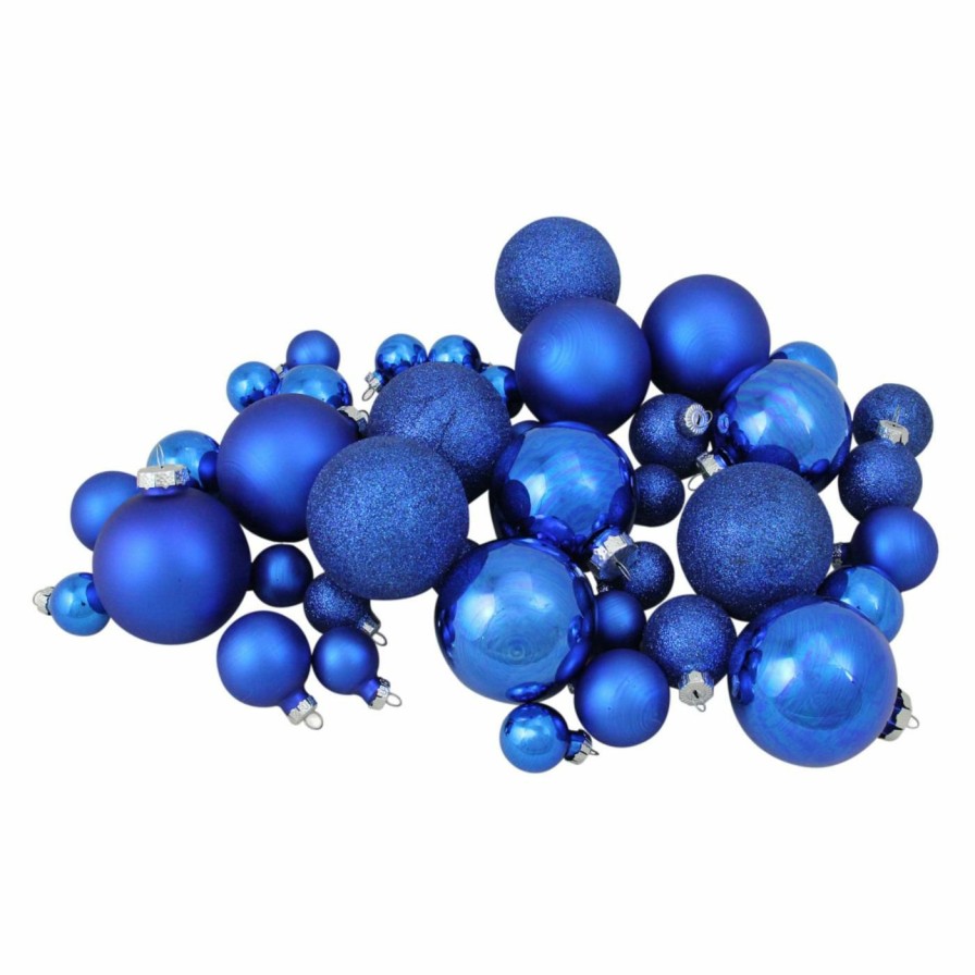 Ornaments * | Flash Sale Blue Ornaments Northlight 40 Piece Blue Glass Ball Ornament Set