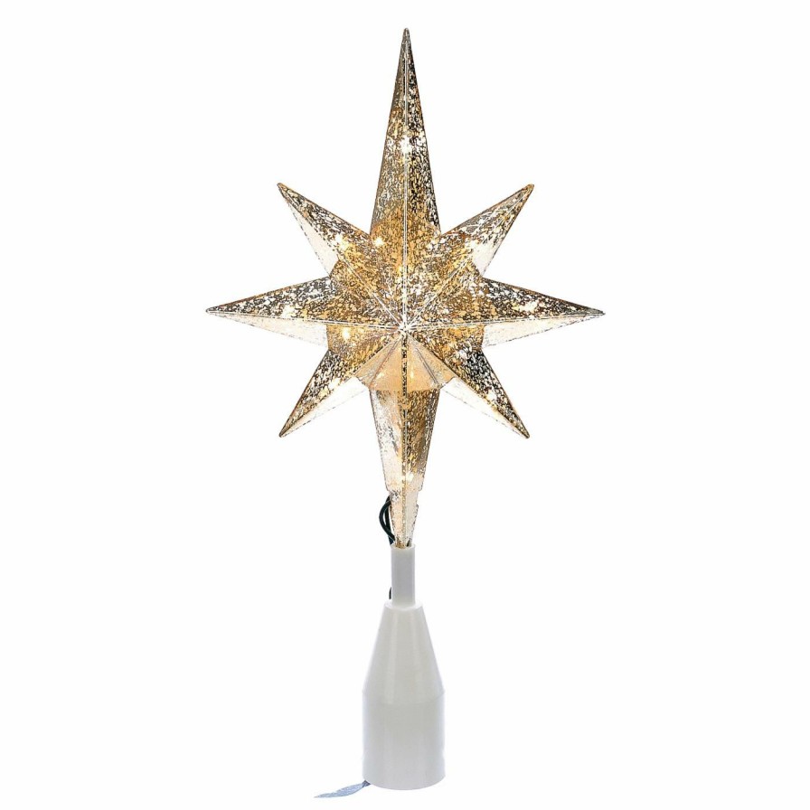 Tree Toppers & Ribbon * | Best Deal Kurt S. Adler Christmas Tree Toppers Kurt Adler Ul 10-Light Gold Bethlehem Star Tree Topper