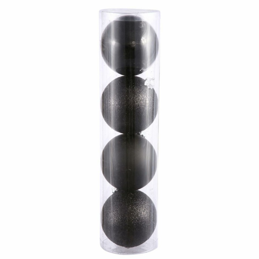 Ornaments * | Promo Black Ornaments Vickerman 4.75 In. Black 4 Finish Ball Assorted Set Of 4