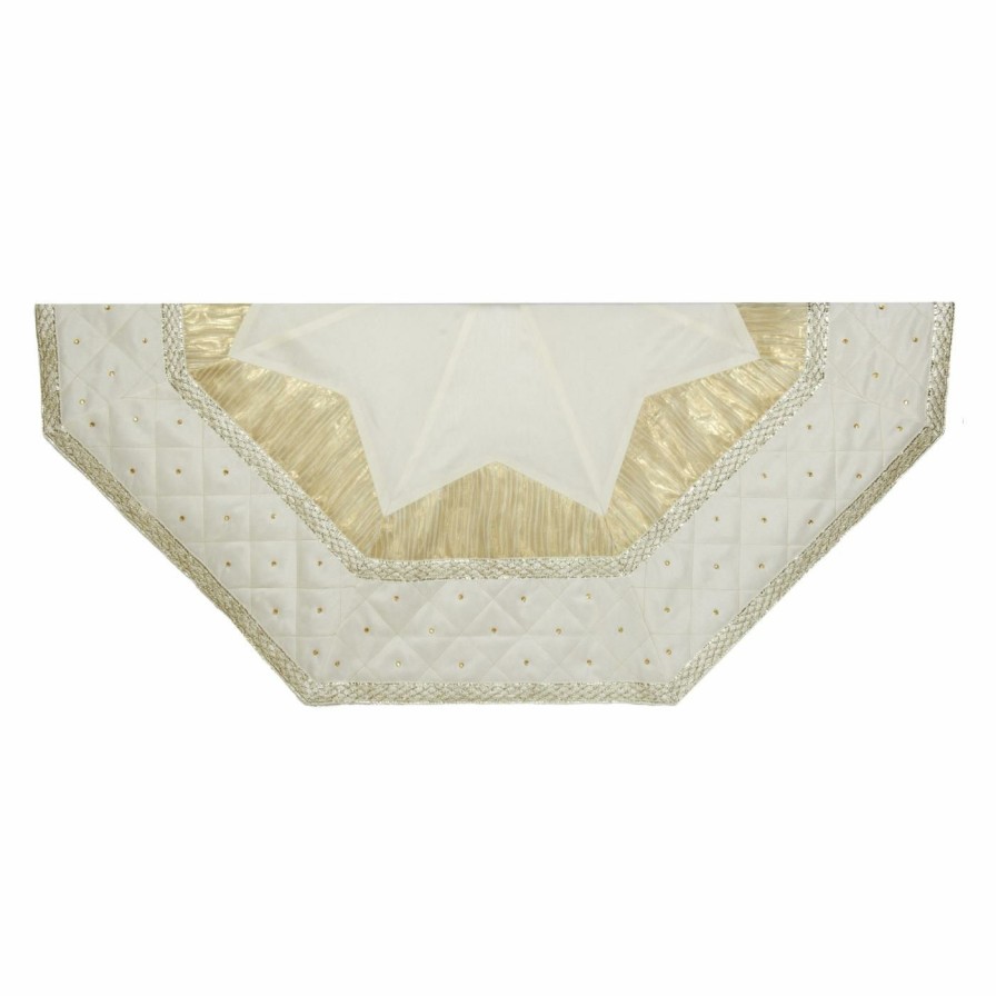 Tree Skirts & Collars * | Best Pirce Kurt S. Adler Christmas Tree Skirts & Collars Kurt Adler 52 In. Ivory Tree Skirt With Quilted Border