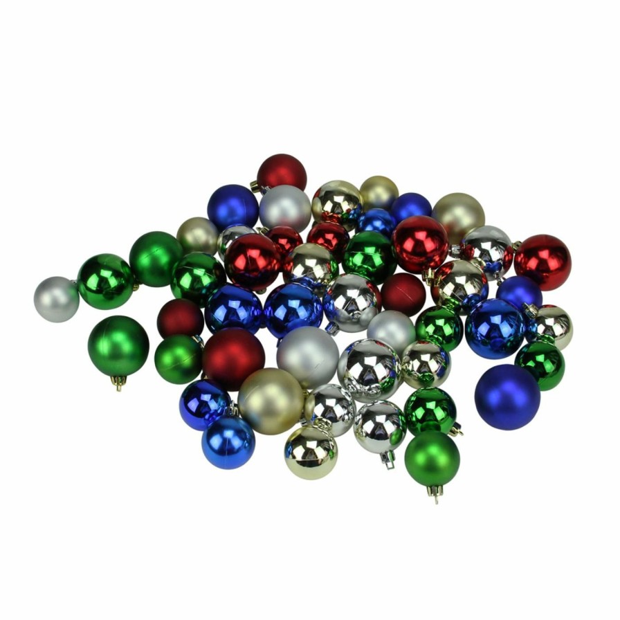 Ornaments * | Deals Multicolored Ornaments Northlight Traditional Multi-Color Shiny & Matte Shatterproof Christmas Ball Ornaments Set Of 50