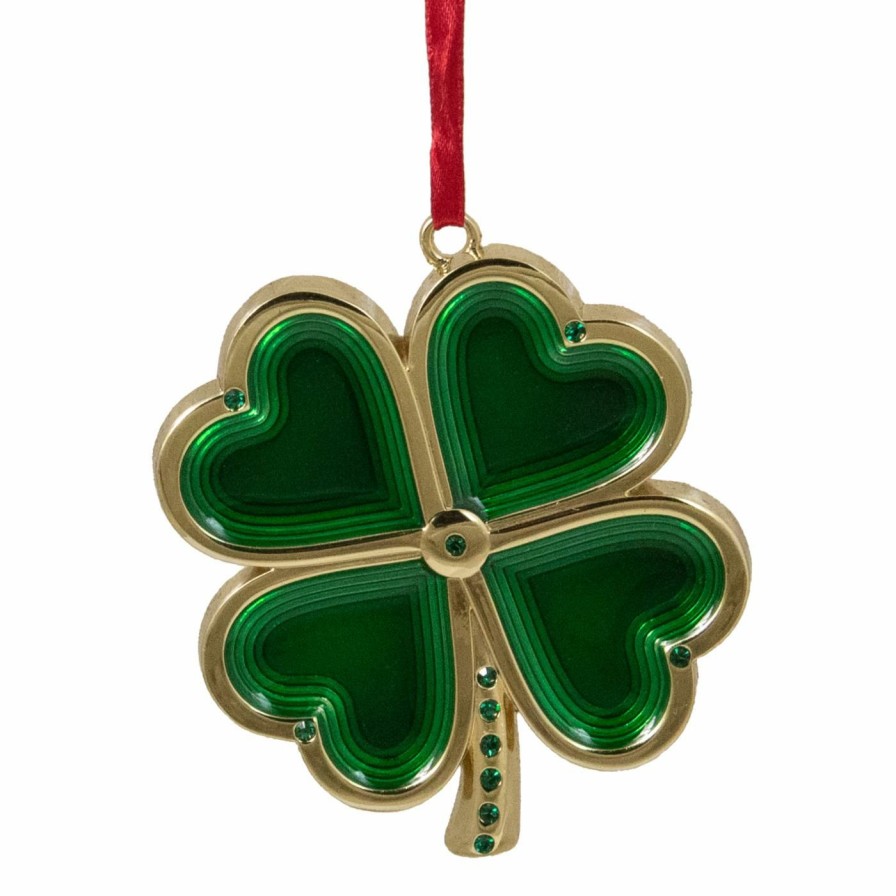 Ornaments * | Top 10 Yellow Ornaments Northlight 4 Leaf Clover Christmas Ornament With European Crystal Accents