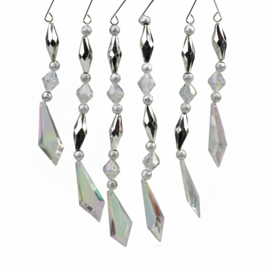 Ornaments * | Outlet Metallic Ornaments St. Nicks Choice 7 In. Diamond Faceted Jewel Christmas Dangle Ornament Set Of 6