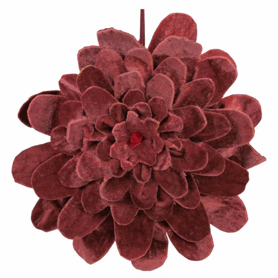 Ornaments * | Outlet Red Ornaments Northlight Natures Luxury Mahogany Red Velvet Flower Christmas Ornament