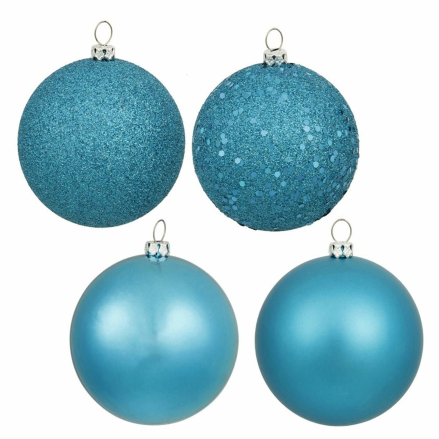 Ornaments * | Buy Blue Ornaments Vickerman 2.4 In. Turquoise 4 Finish Ornament Assorted Set Of 24