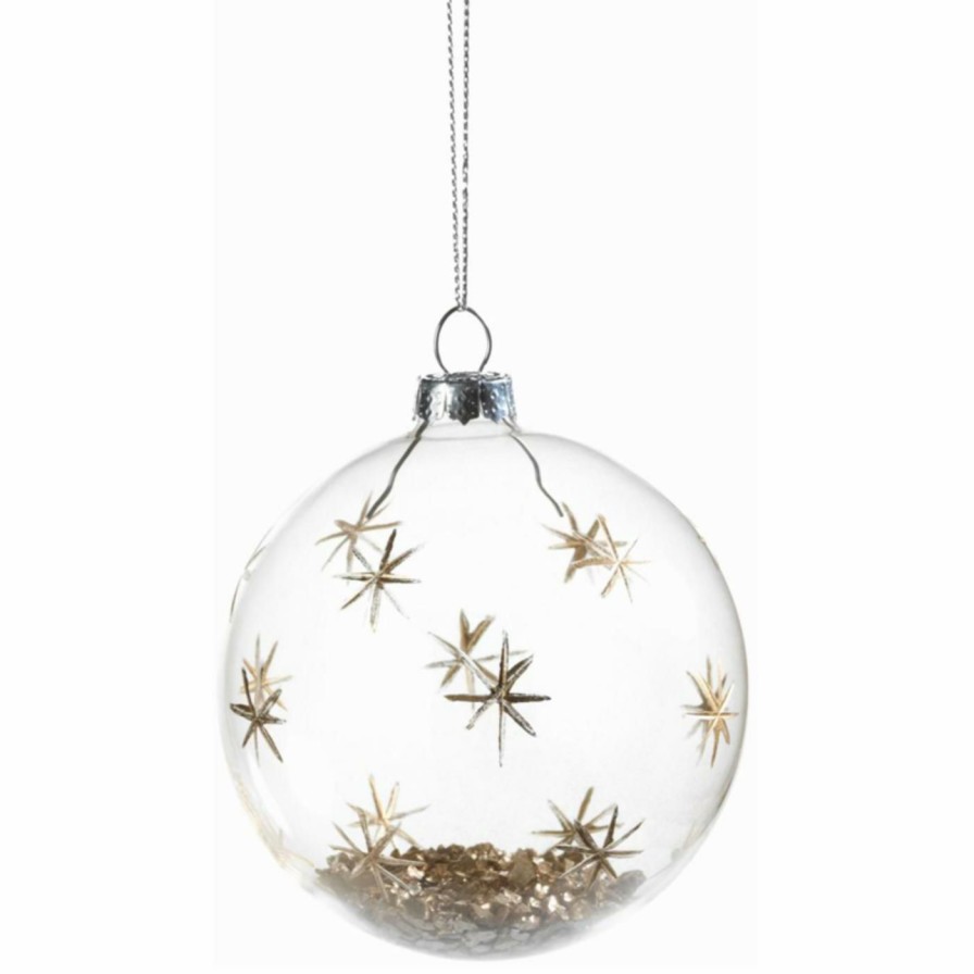 Ornaments * | Wholesale All Other Brands Metallic Ornaments Clear Ball With Accent Round Ornament Set Silver