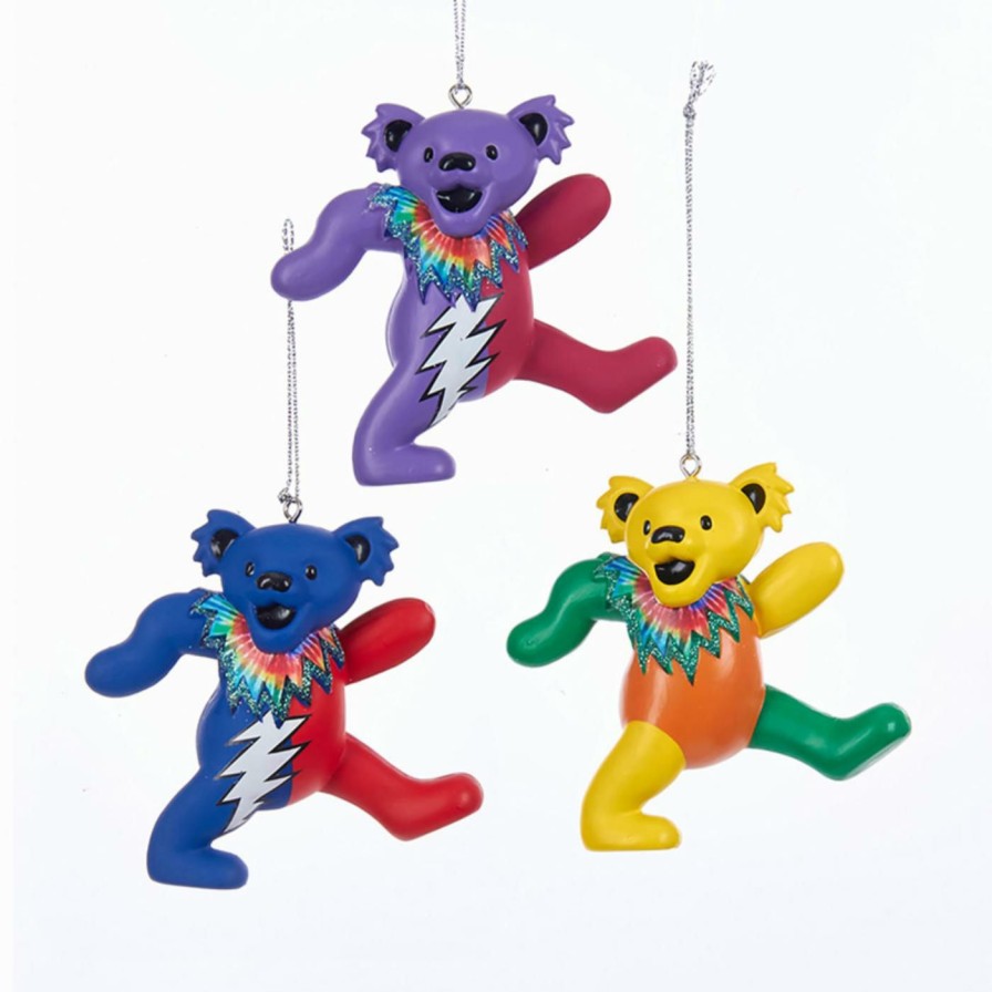 Ornaments * | Best Deal Multicolored Ornaments Kurt S. Adler Grateful Dead Bear Ornaments Set Of 3