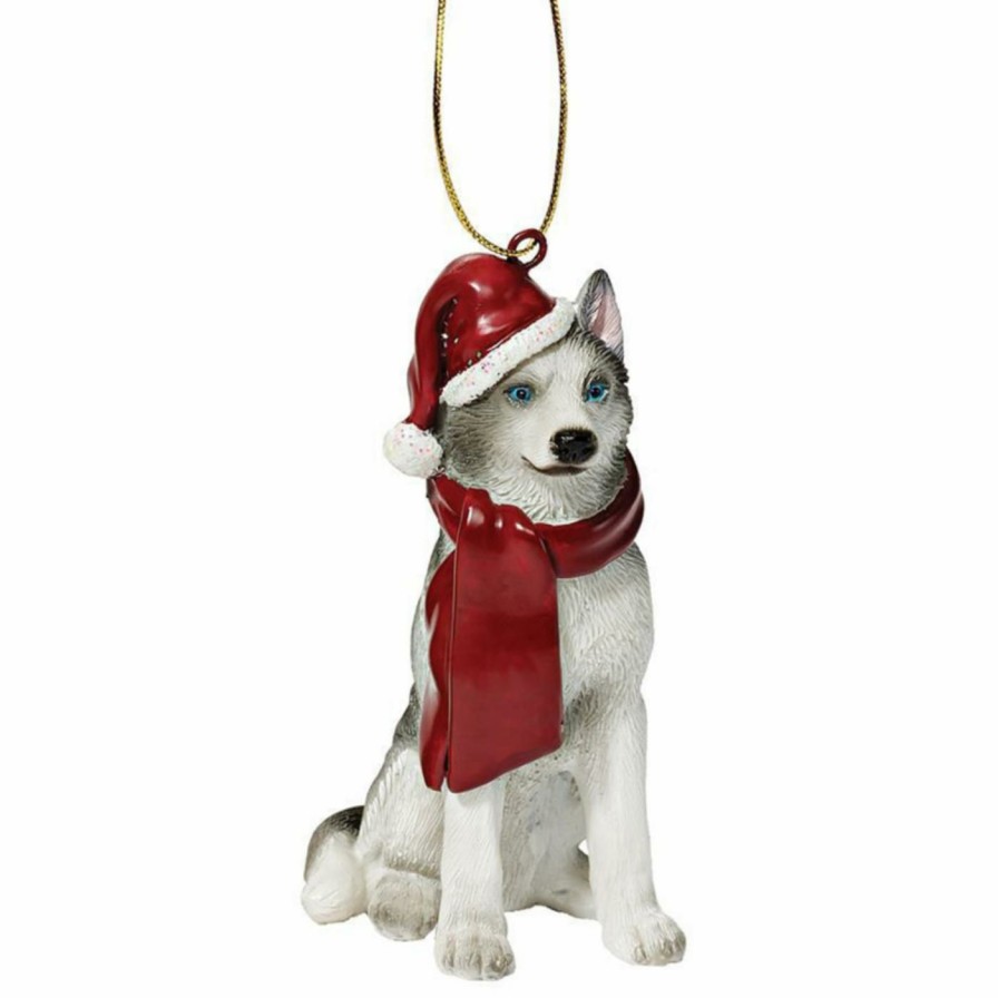 Ornaments * | Best Deal Multicolored Ornaments Design Toscano Siberian Husky Holiday Dog Ornament