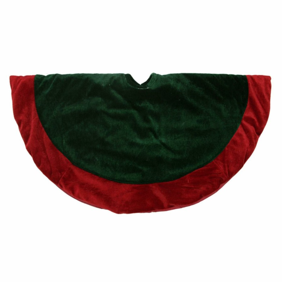 Tree Skirts & Collars * | Top 10 Christmas Tree Skirts & Collars Northlight 26 In. Traditional Velveteen Christmas Tree Skirt White / Red