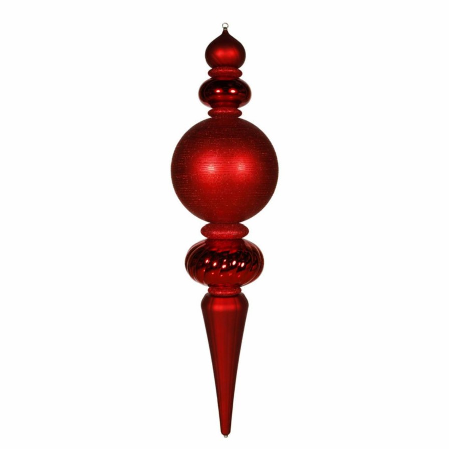 Ornaments * | Outlet Red Ornaments Vickerman 62 In. Red Finial Shiny Matte Glitter