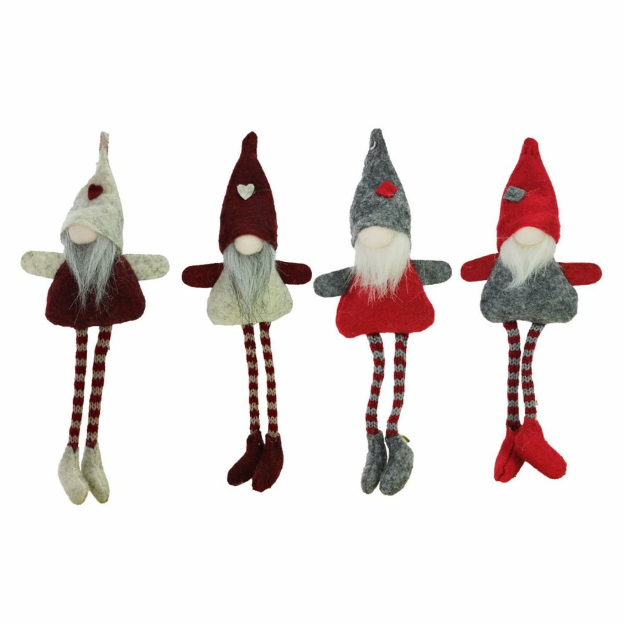 Ornaments * | Discount Colorful Ornaments Northlight 8 In. 4 Piece Plush Gnome Christmas Ornament Set