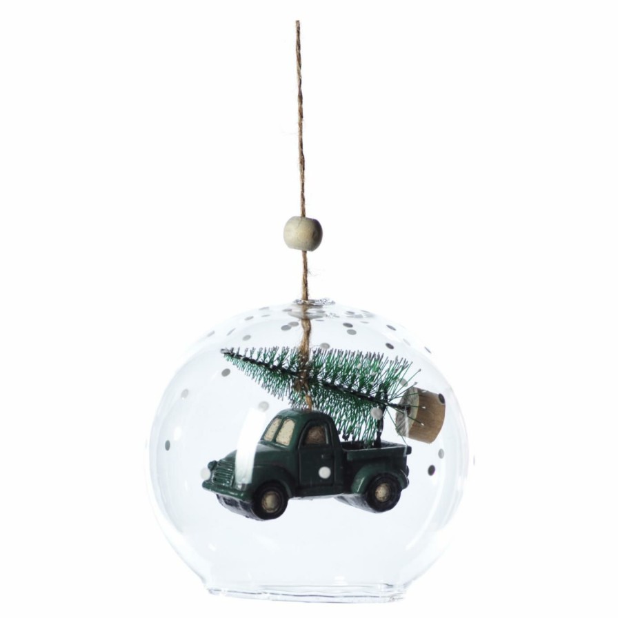 Ornaments * | Cheapest All Other Brands Green Ornaments Vintage Truck Clear Christmas Ball Ornament Set Of 6